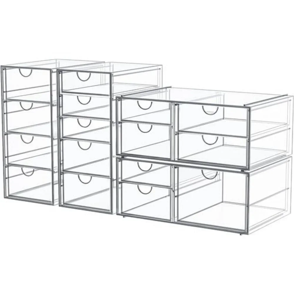 Clear Makeup Organizer Storage Drawers Desk Organizer Acrylic Vanity Box